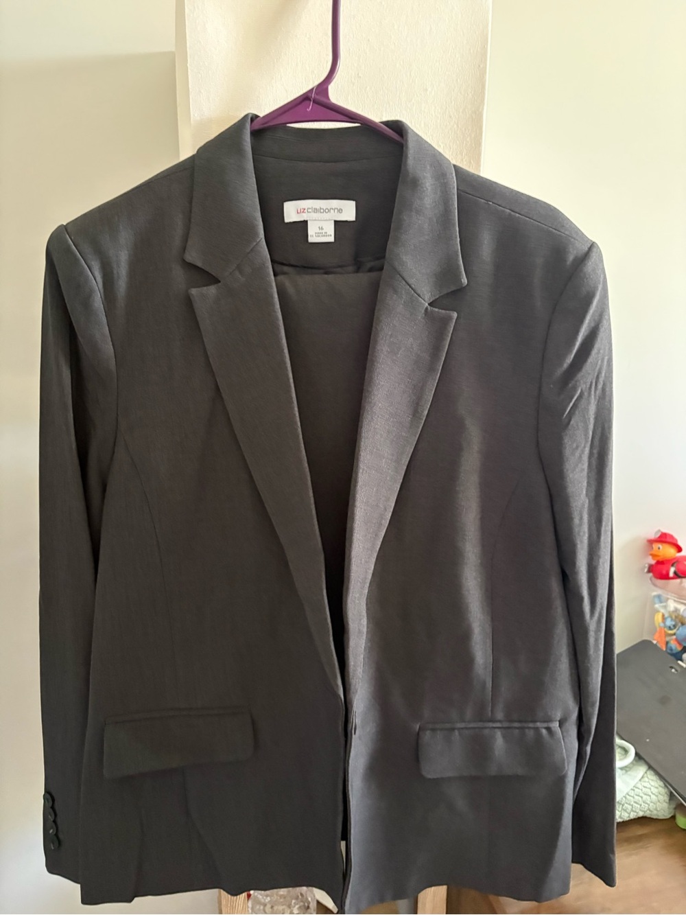 Liz Claiborne Men's Dark Gray Single-Breasted Blazer